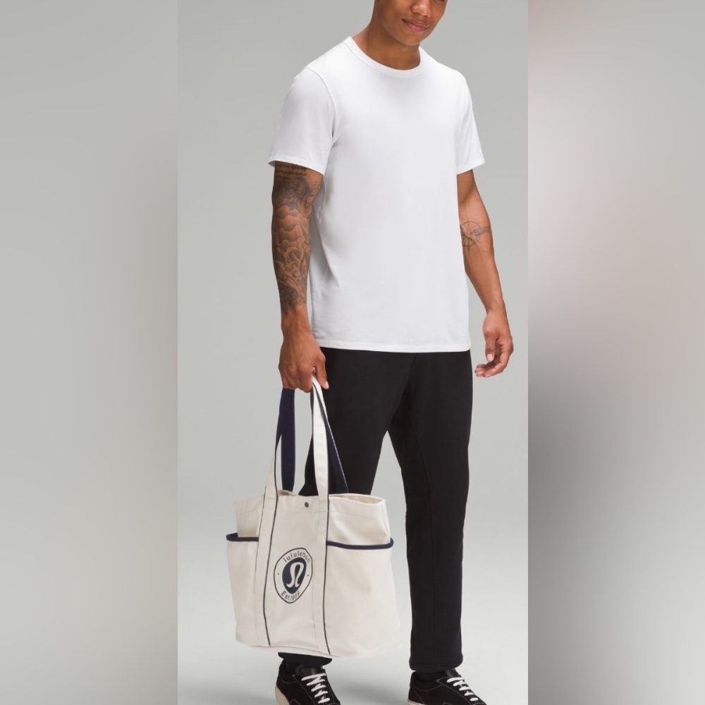 lululemon athletica daily multi pocket canvas true navy/natural Tote Bag - Picture 4 of 6
